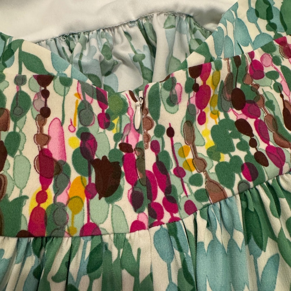 Suzi Chin Maggy Boutique Green Abstract Leaf Halter Maxi Dress Size 8 Y2K - Picture 11 of 12